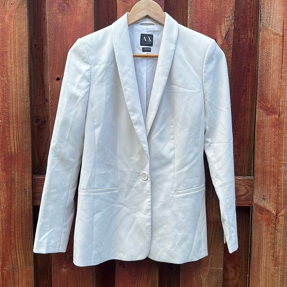 Armani Exchange AX White Shawl Collar Single Button Structured Blazer Size 2